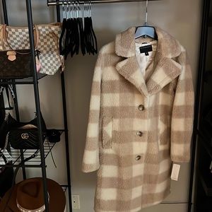 Bernardo Plaid Sherpa Coat